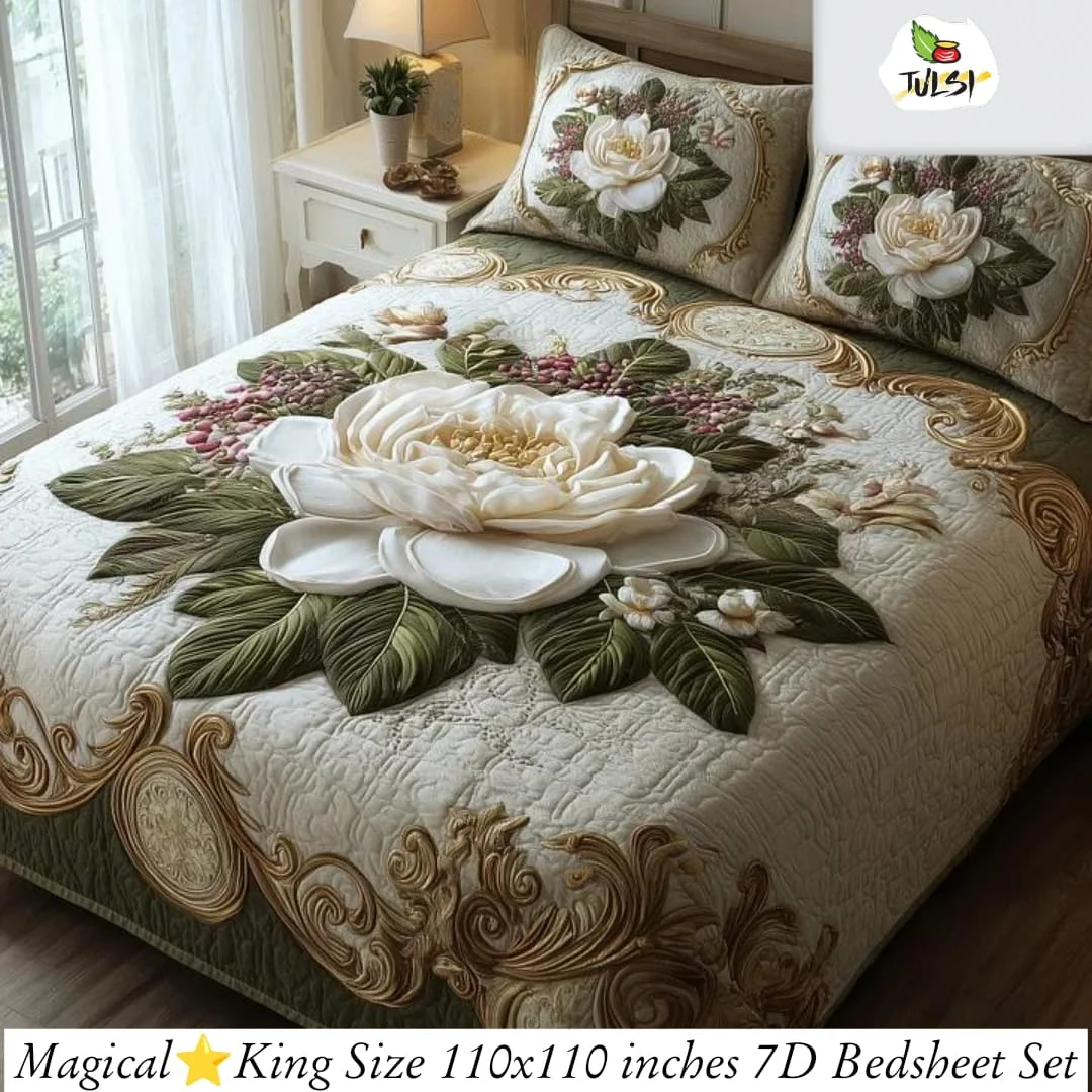 Premium 7D Glace Cotton King Size Bedsheet