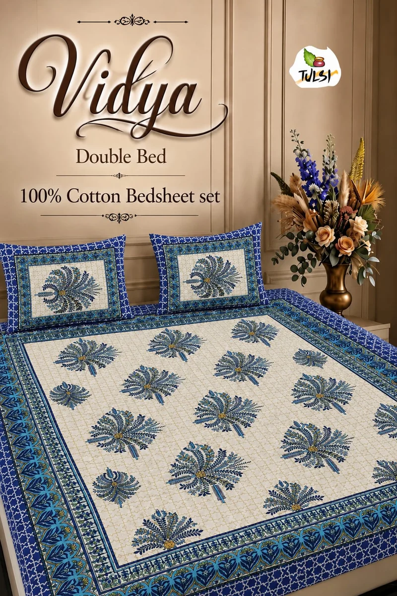 Vidya Premium Jaipuri Queen Size Bedsheet