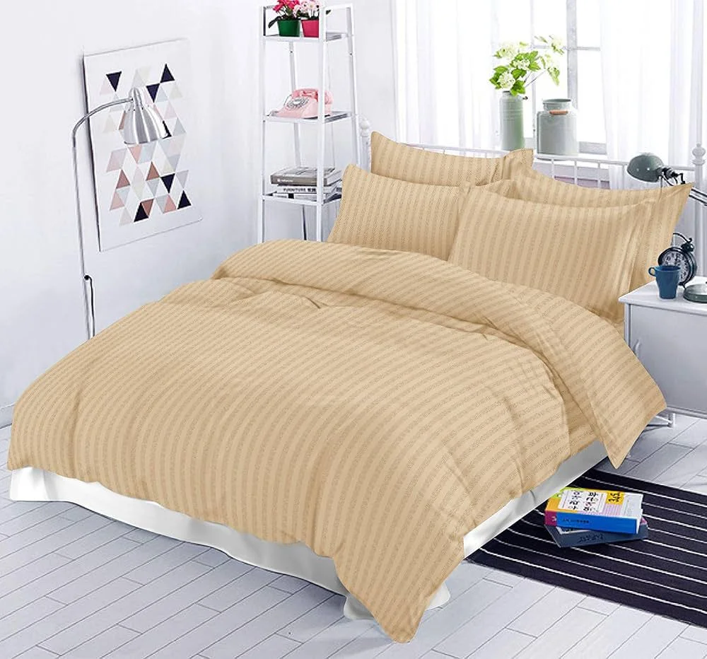 Plain Stripes Queen Size Cotton Bedsheet