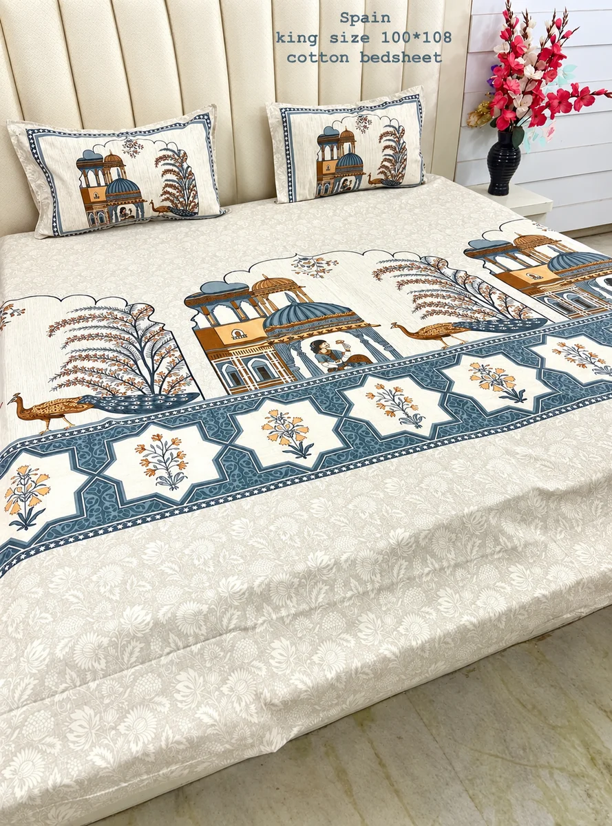 Spain Premium Jaipuri King Size Bedsheet
