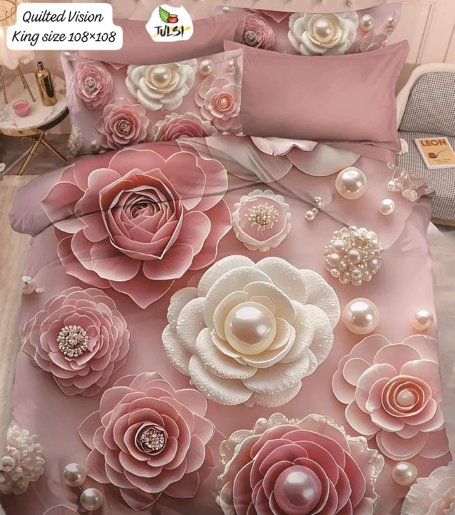 Premium 7D Glace Cotton King Size Bedsheet