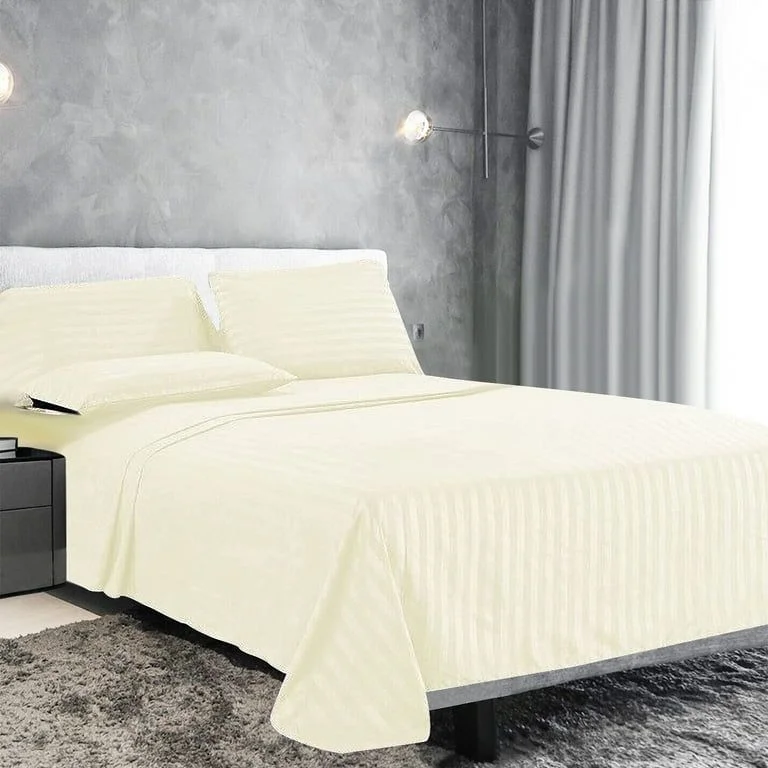 Plain Stripes Queen Size Cotton Bedsheet