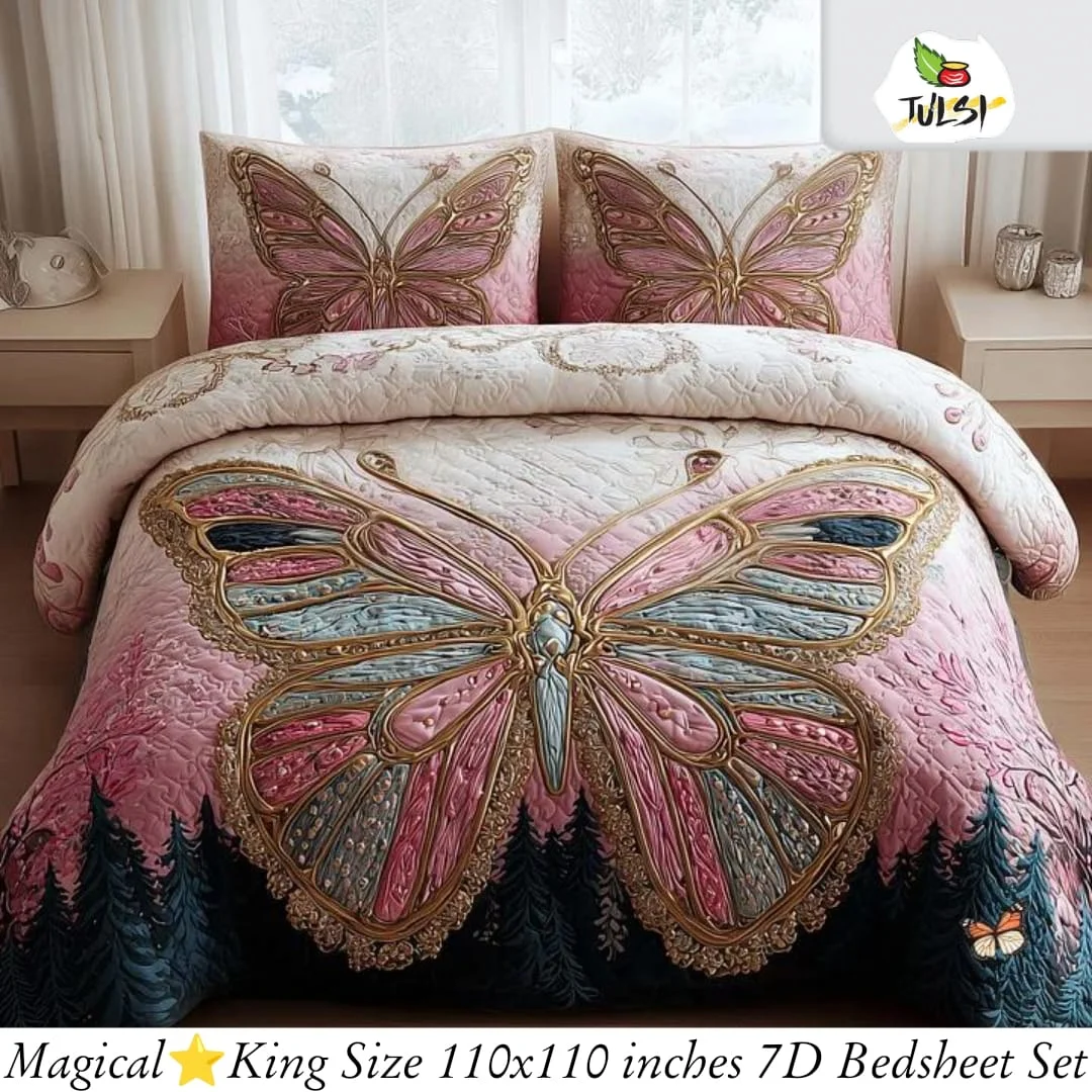 Premium 7D Glace Cotton King Size Bedsheet