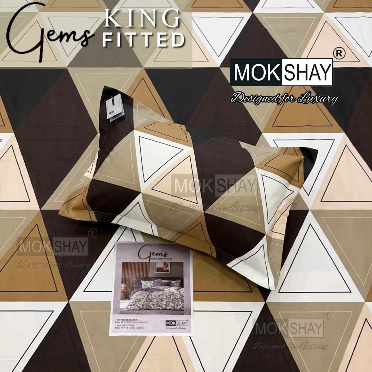 Gems King Fitted 💎 ✨ 3pcs King Fitted Bedsheet Set (1+2) 🛌 (Copy) (Copy) (Copy)
