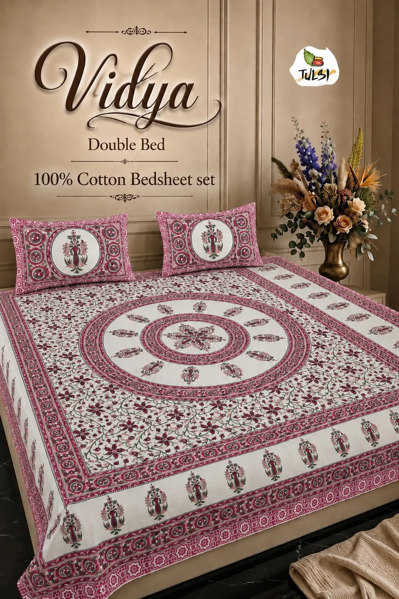 Vidya Premium Jaipuri Queen Size Bedsheet