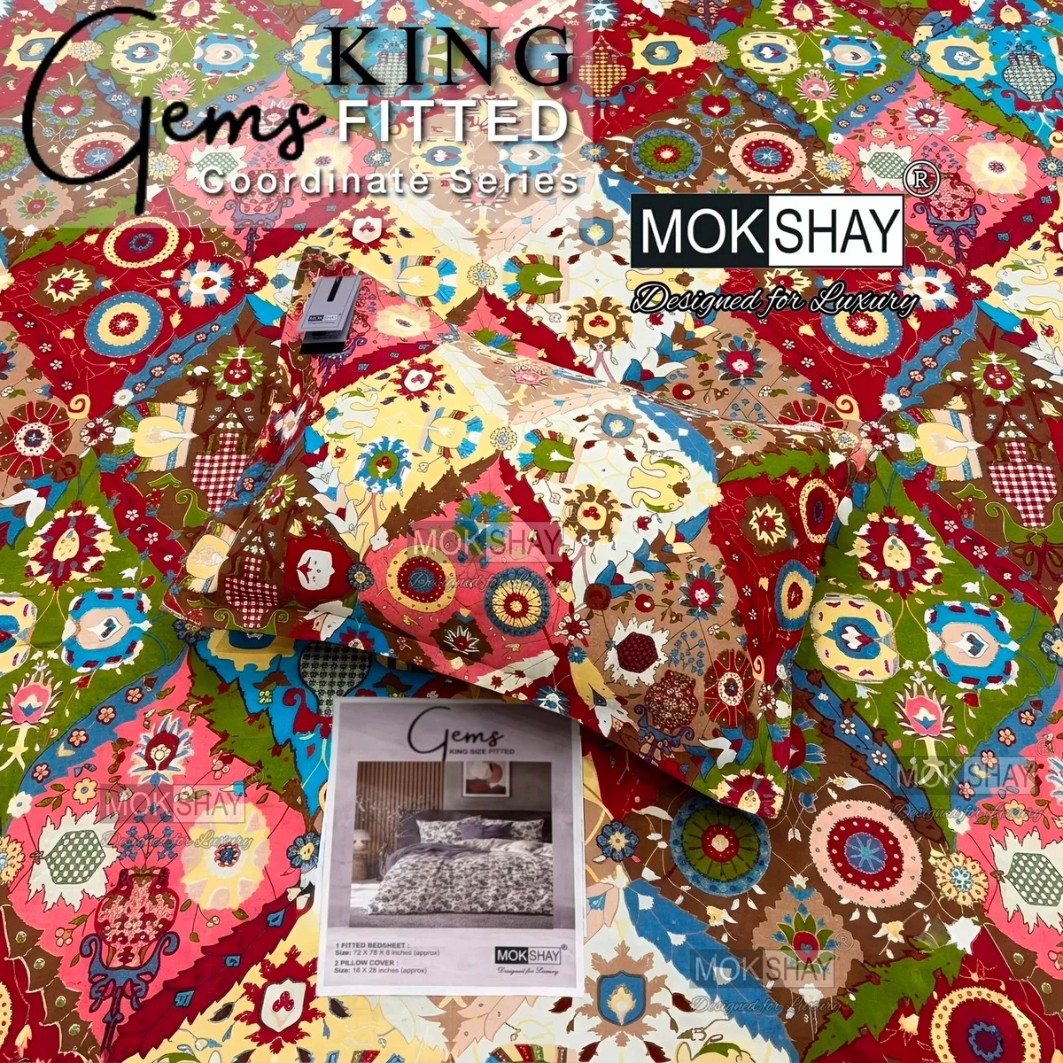 Gems King Fitted 💎 ✨ 3pcs King Fitted Bedsheet Set (1+2) 🛌 (Copy) (Copy) (Copy) (Copy)