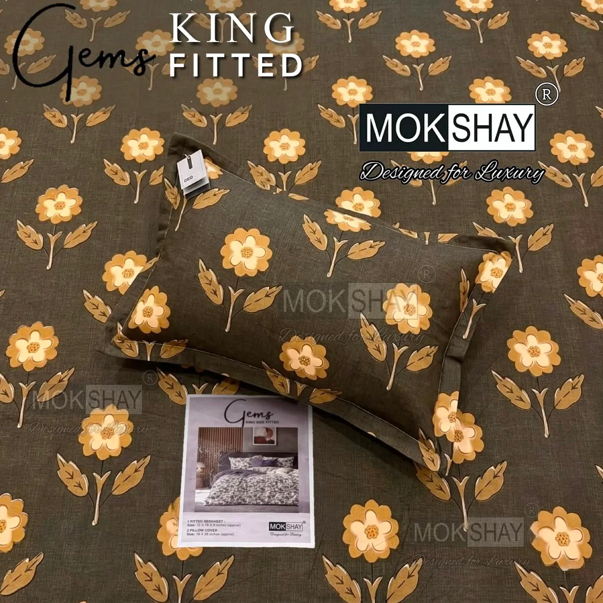 Gems King Fitted 💎 ✨ 3pcs King Fitted Bedsheet Set (1+2) 🛌 (Copy)
