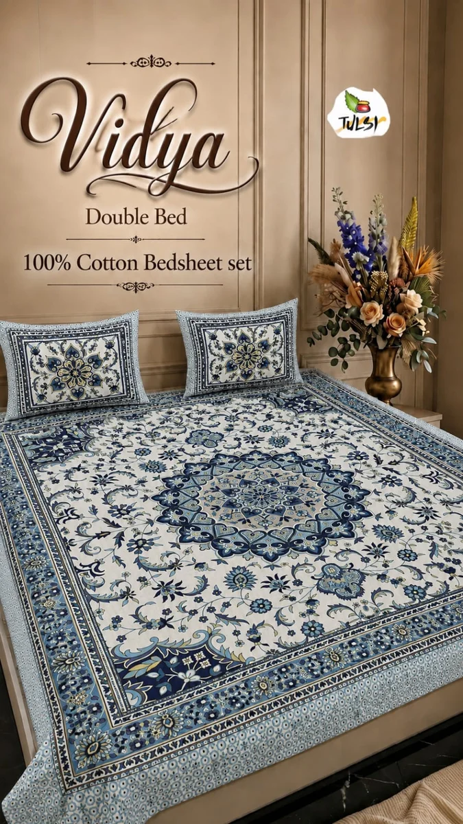 Vidya Premium Jaipuri Queen Size Bedsheet