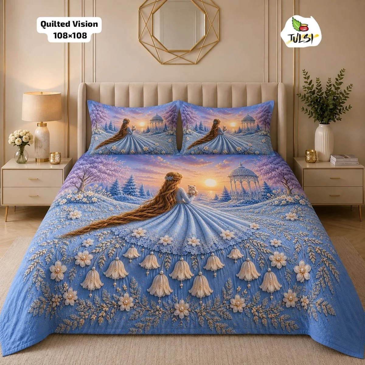 Premium 7D Glace Cotton King Size Bedsheet