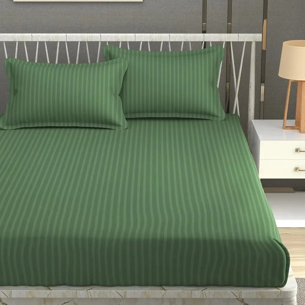 Plain Stripes Queen Size Cotton Bedsheet