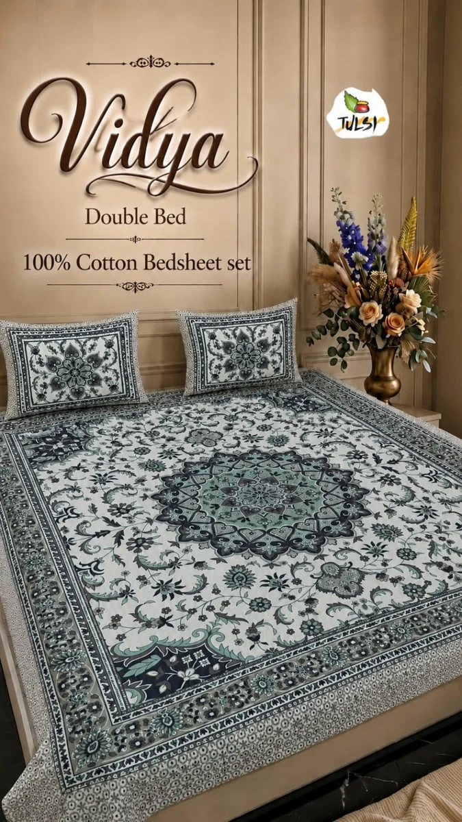 Vidya Premium Jaipuri Queen Size Bedsheet