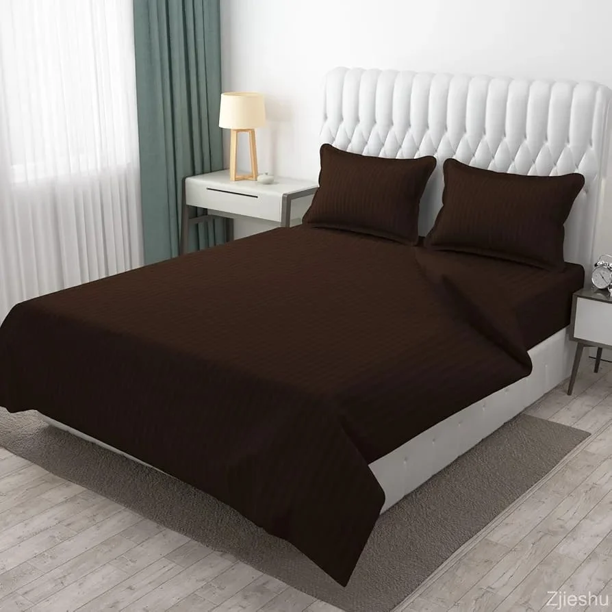 Plain Stripes King Size Cotton Bedsheet