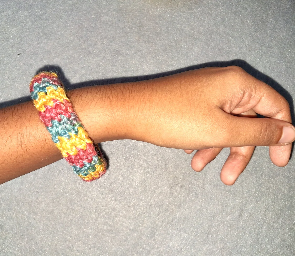 Multicolor Chevron Knit Crochet Slip-On Bangle