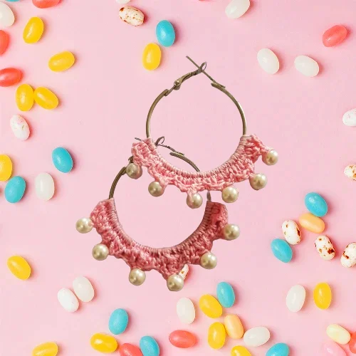 Peach Pink Pearl Hoop