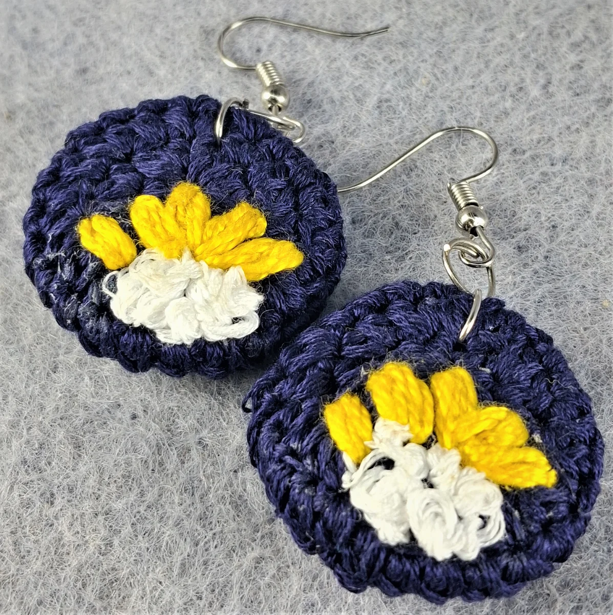 Deep Navy Blue Floral Medallion Drop