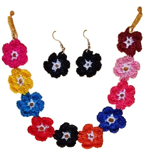 Multi Floral Color Necklace Set