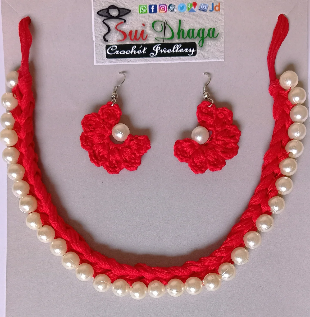 Red Necklace Pearl Set