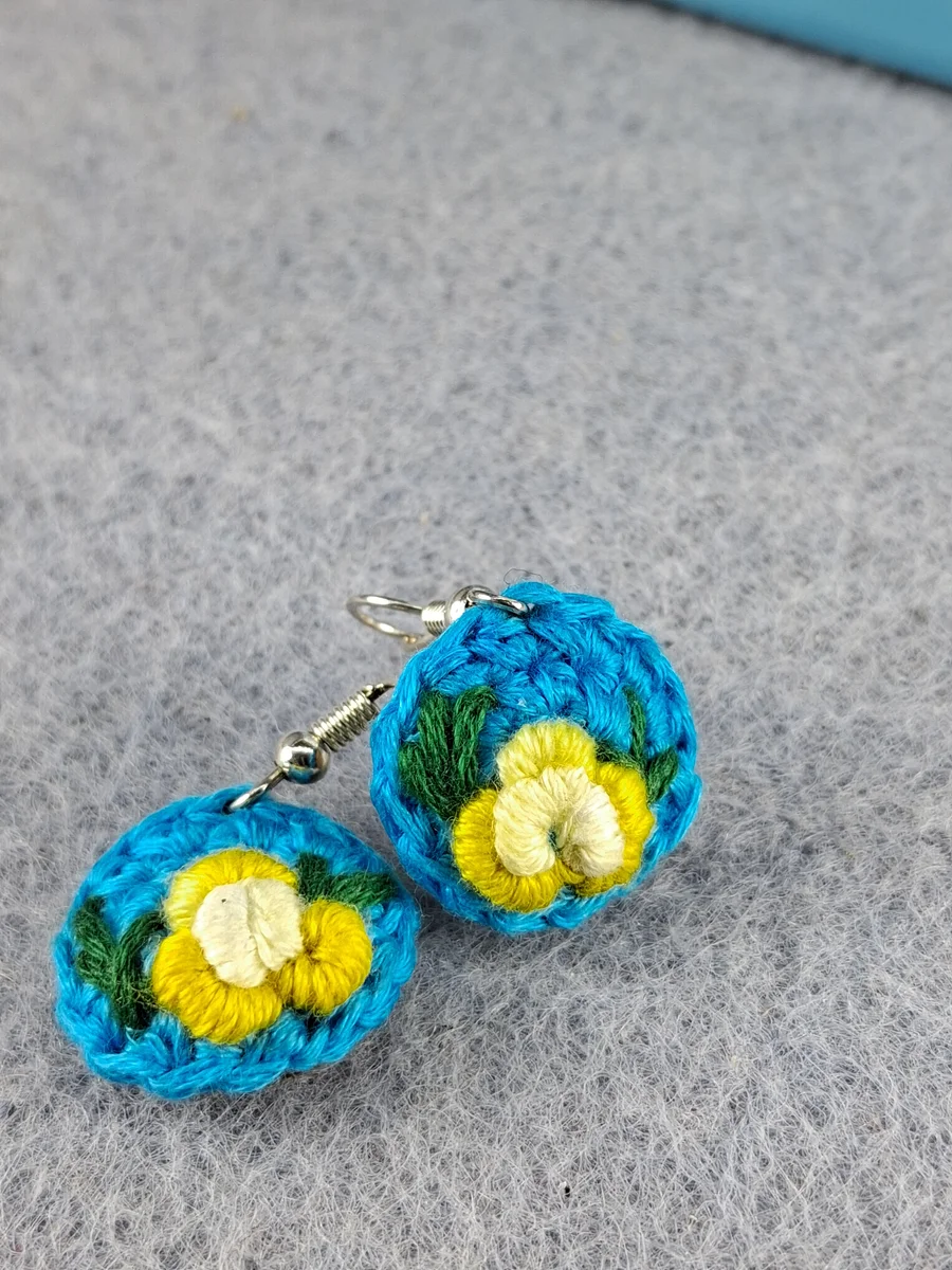 Yellow Floral Crochet Danglers