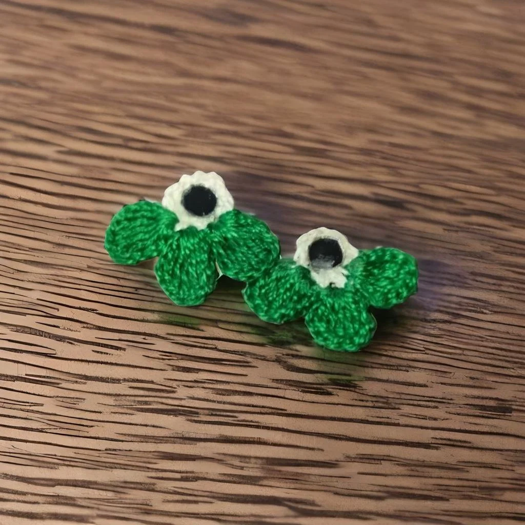 Green Mirrored Floral Studs