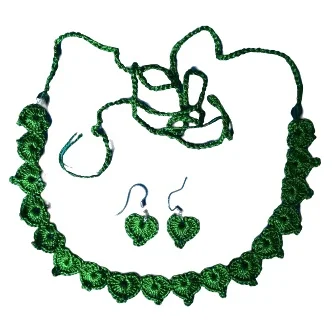 Emerald Green Heart Necklace Set