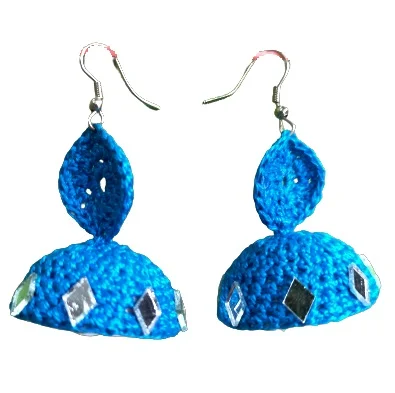Blue Diamond Mirror Dome Jhumki