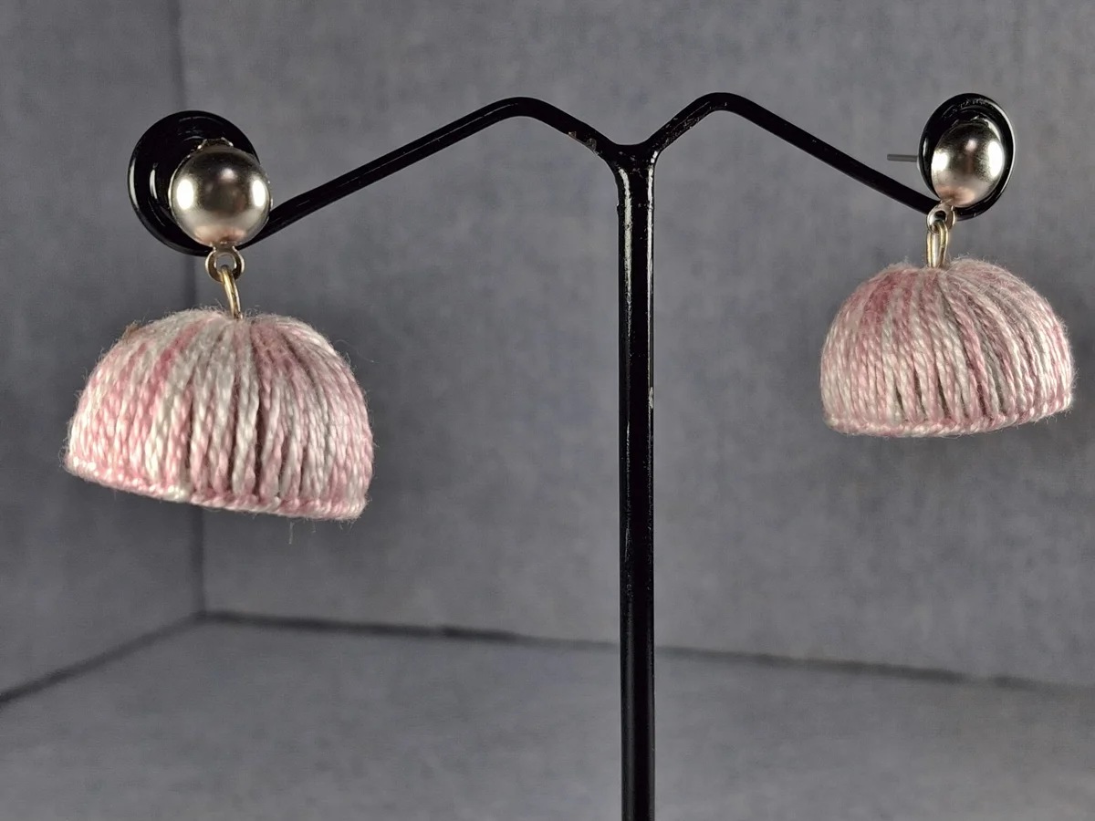 Pink & White Silky Jhumki