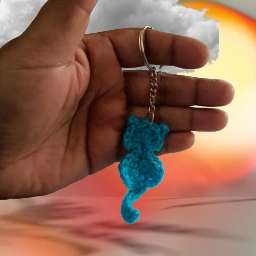 Blue Cat Keychain