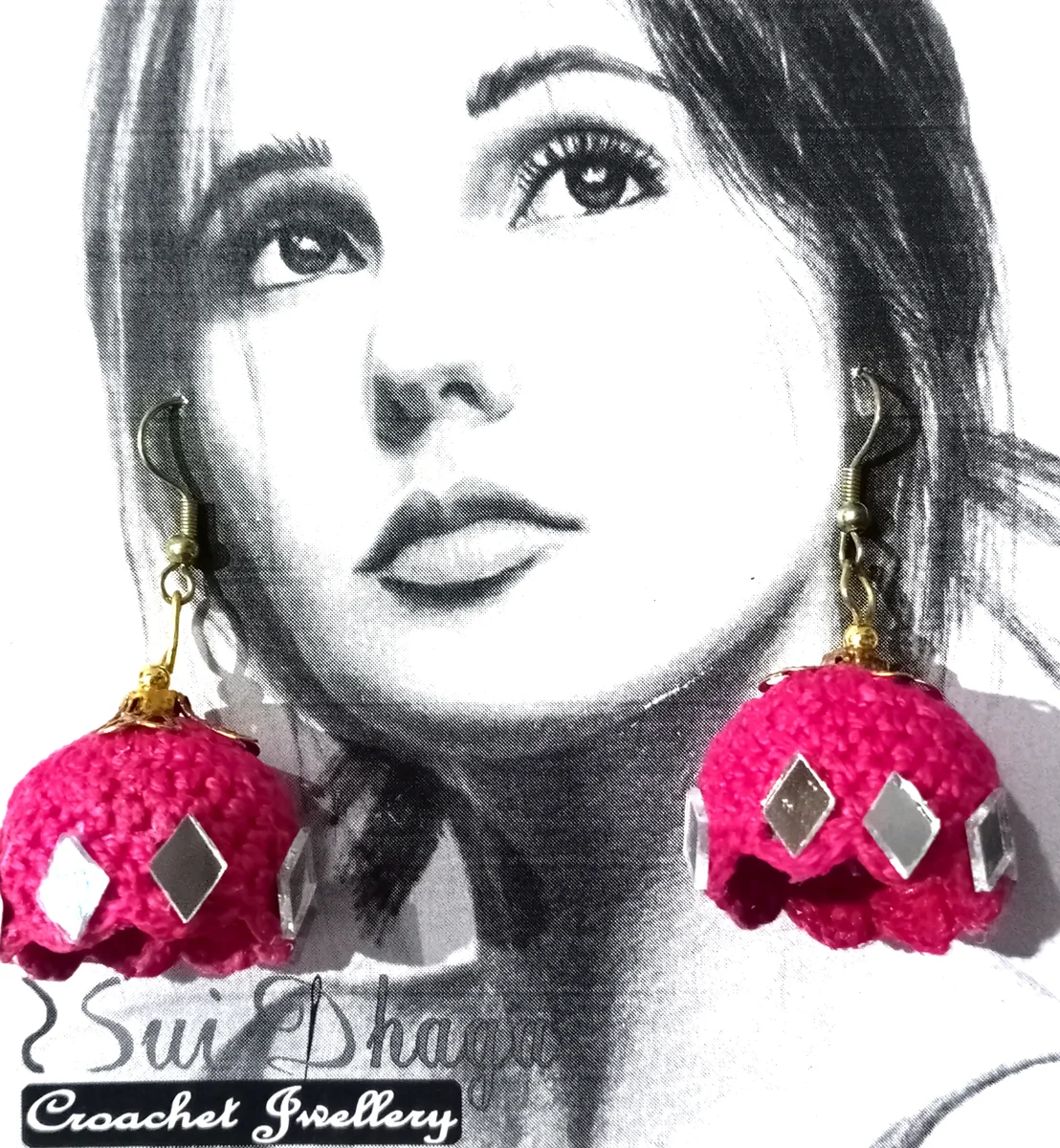 Pink-Mirror Jhumki