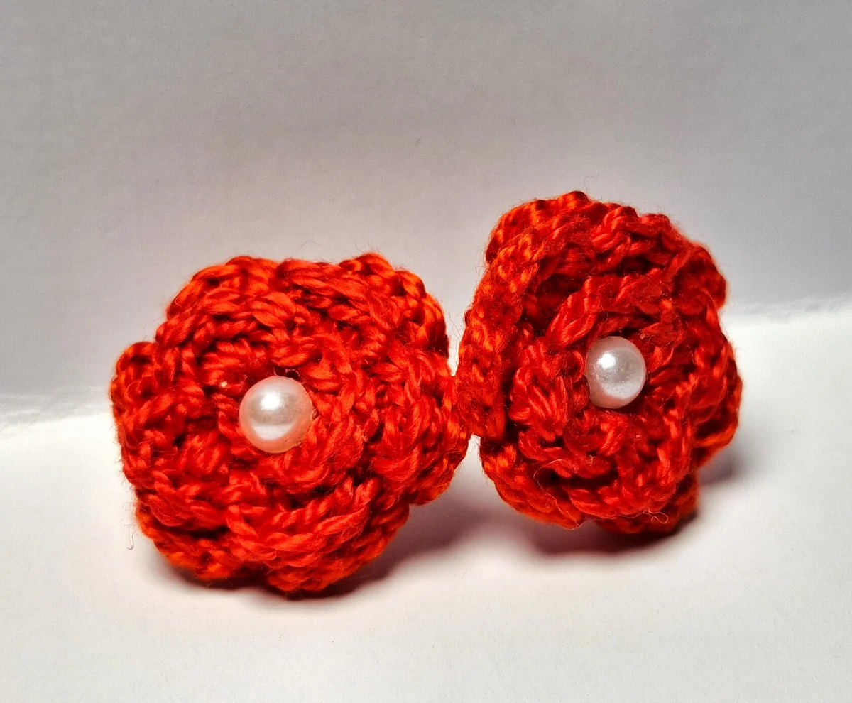 Red Rose Faux Pearl Studs