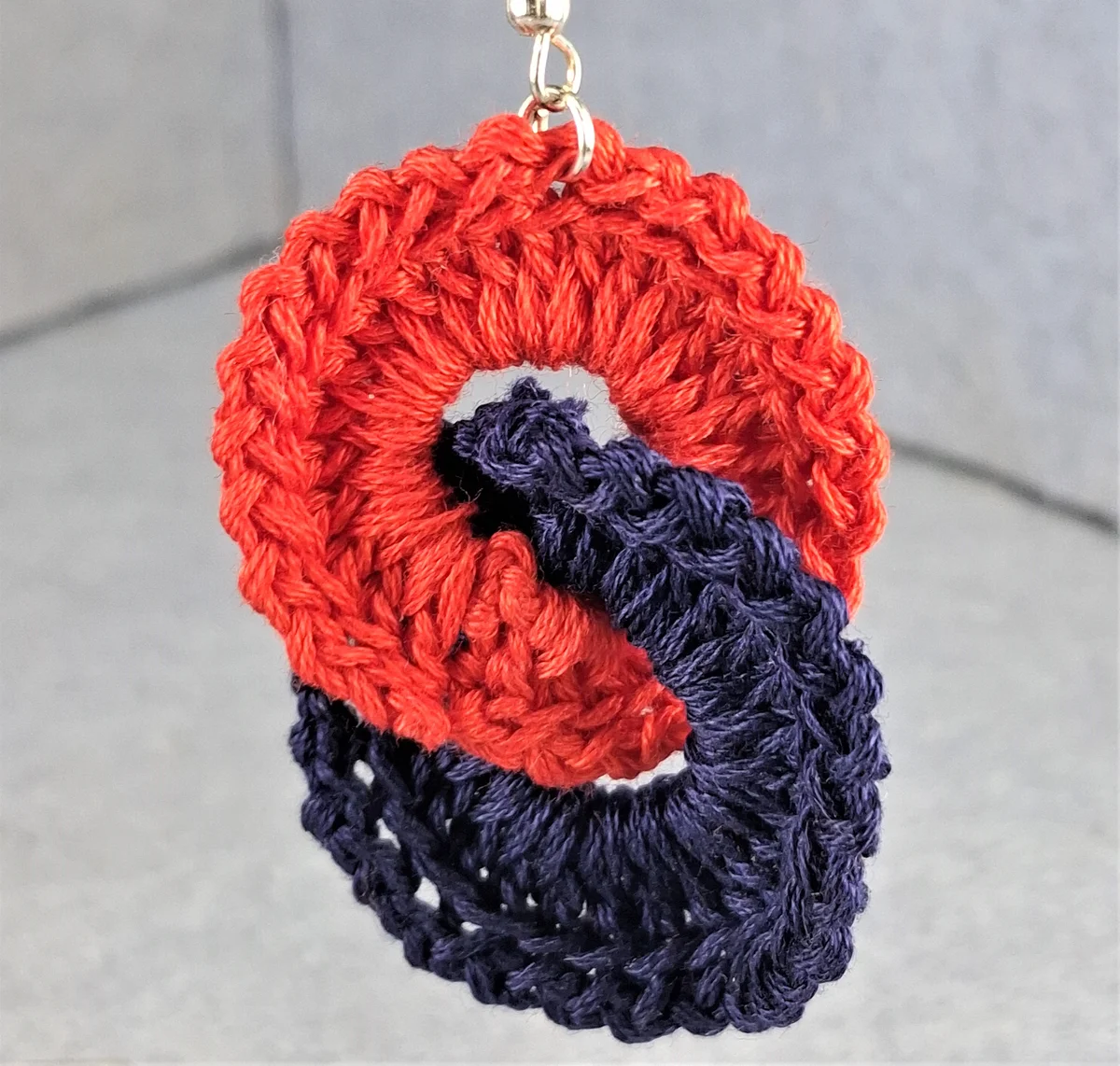 Red & Blue Interlocking Spiral Danglers