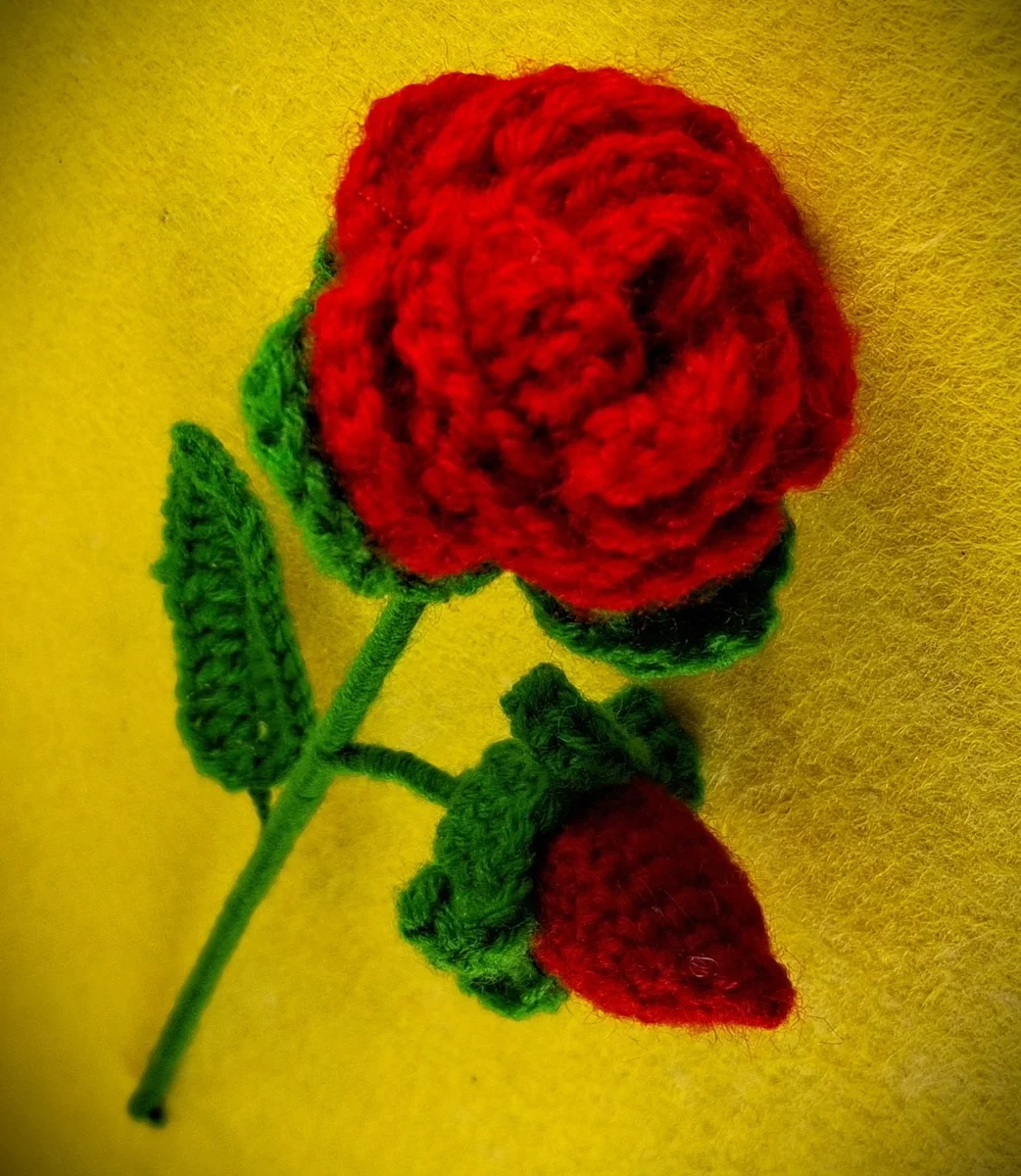 Red Rose with Blooming Bud