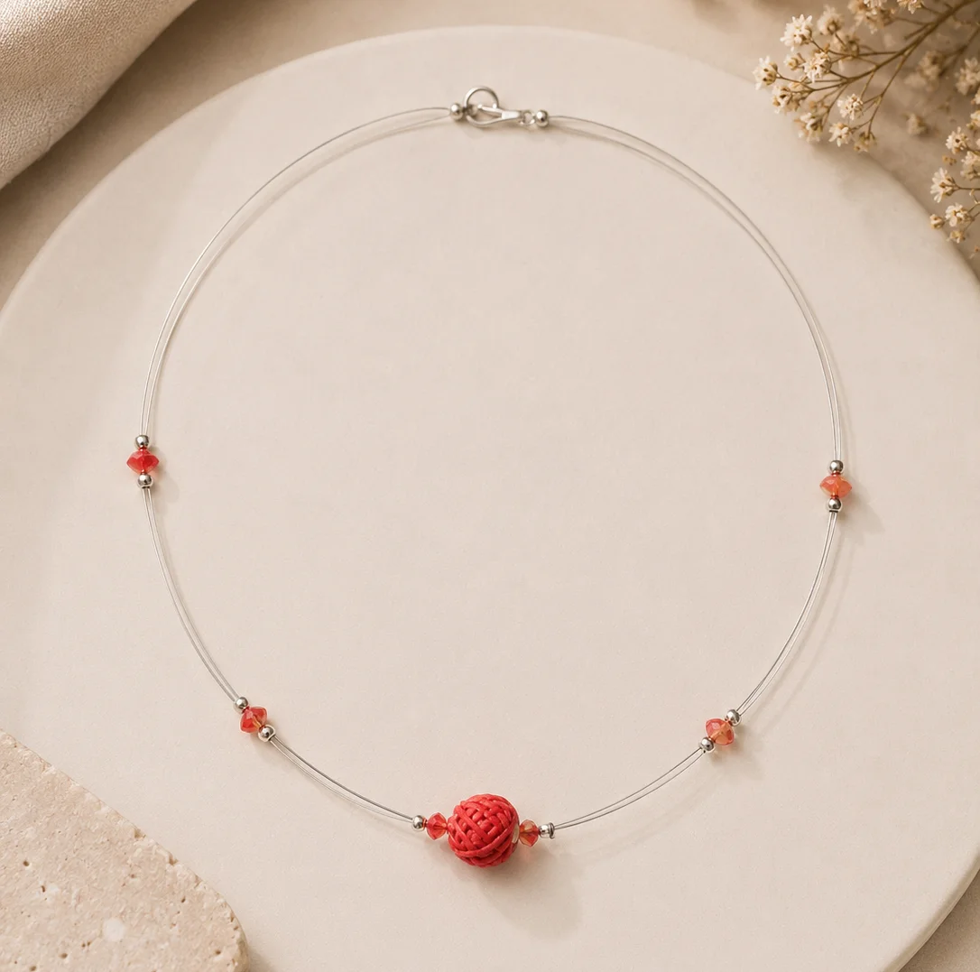 Coral Red Delight Collar Necklace