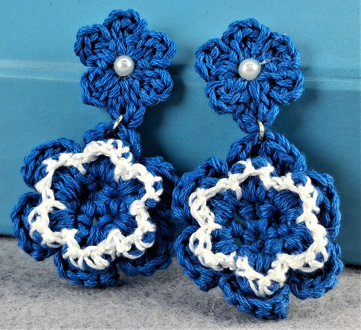 Royal-Blue Tiered Floral Blossom Studs