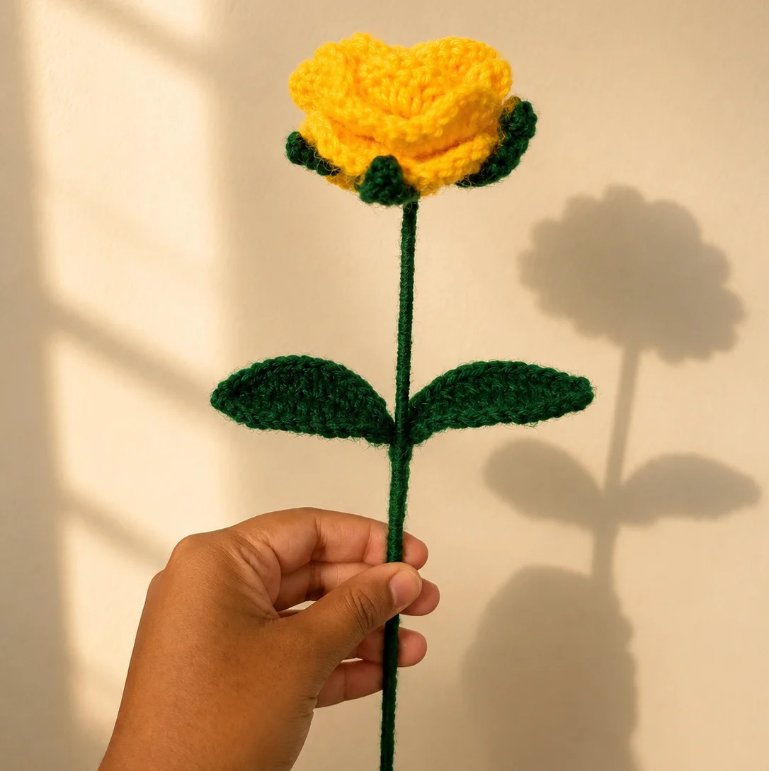 Yellow Rose with Dual Leaves