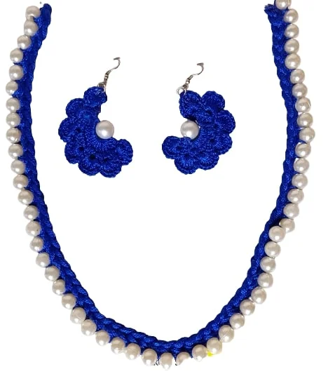 Blue-White Peal Necklace Set