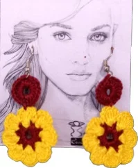 Two Tier Yellow-Maroon Sunflower Drop