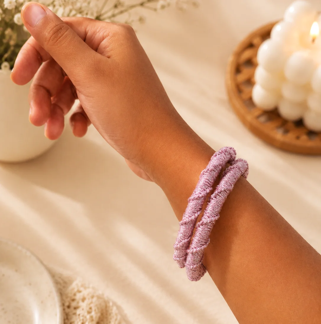 Lilac Spiral Braided Ridge Slip-on Bangle