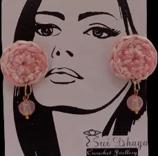Pink Disc Pearl Studs