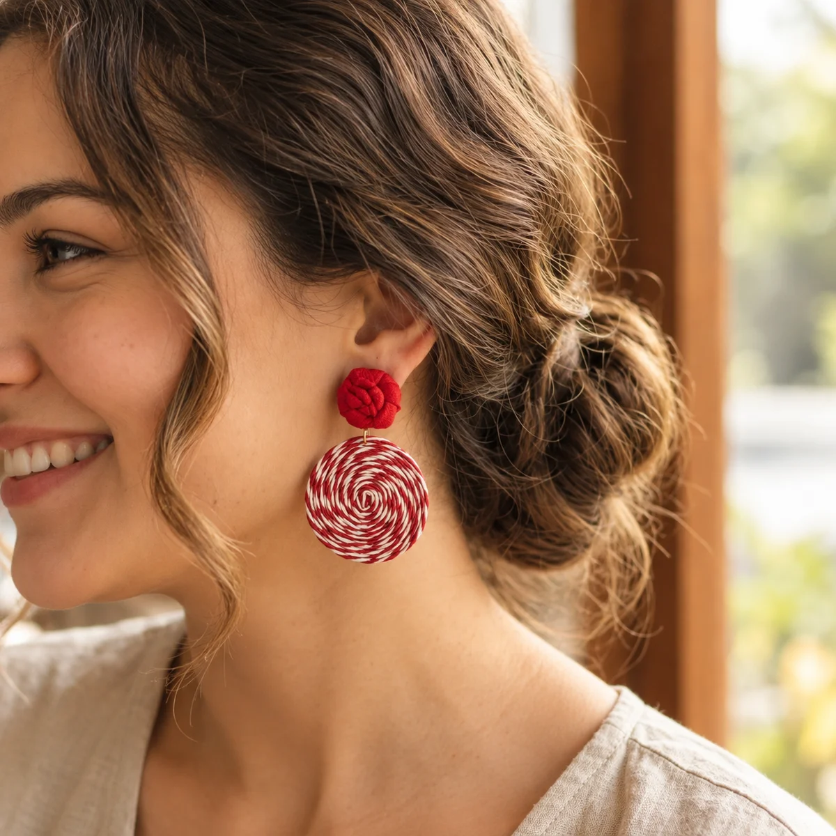 Elegant Fabric Flower Erarrings