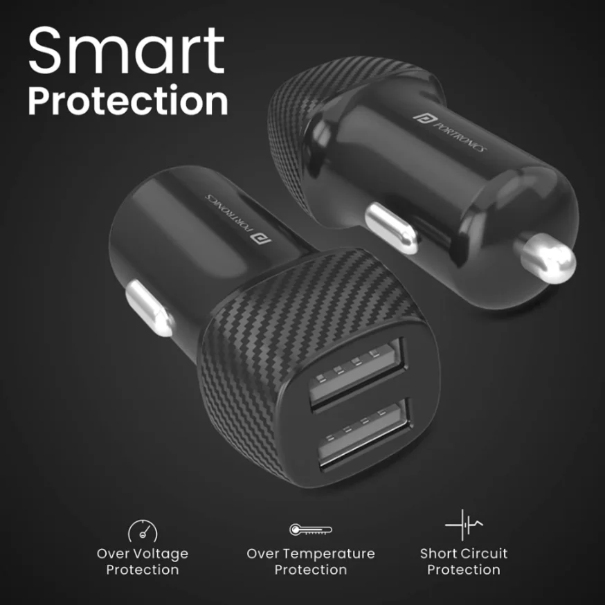 PORTRONICS CAR POWER 5 DUAL USB PORT 12W POR-1345 6
