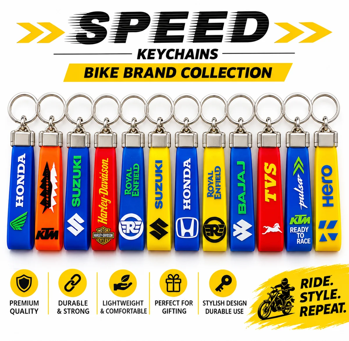 Multicolor Bike Brand Silicone Keychain