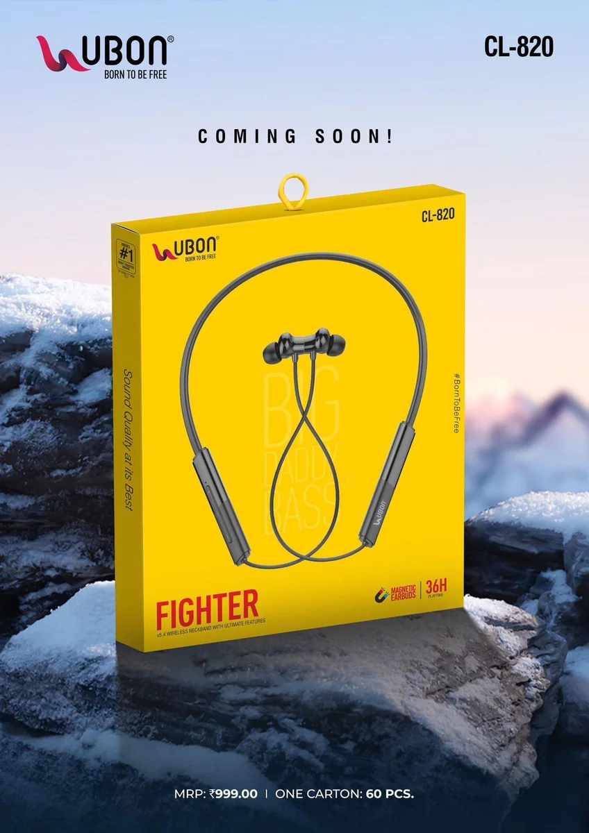 Rugged and stylish wireless Bluetooth neckband with powerful sound and deep bass. Features comfortable ergonomic design, built-in microphone for hands-free call
