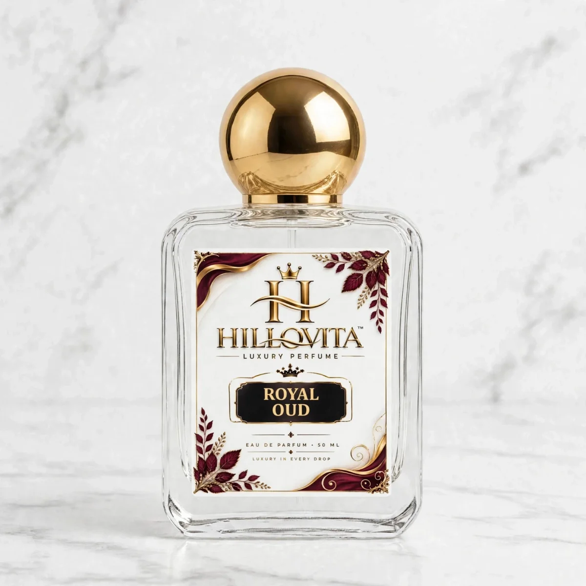 HILLOVITA Royal Oud - 50ML | Luxury Long Lasting Oud Perfume for Men | Premium & Strong Projection