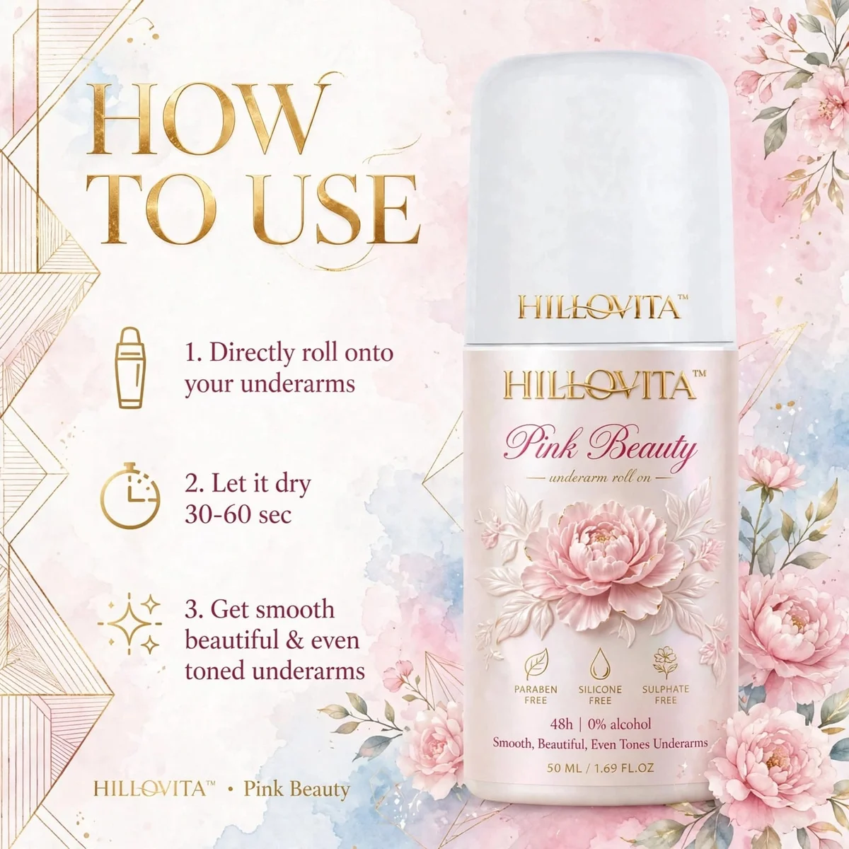 Hillovita Pink Beauty Luxury Perfume - 50ML | Sweet Floral Long Lasting Perfume For Women & Girls 4