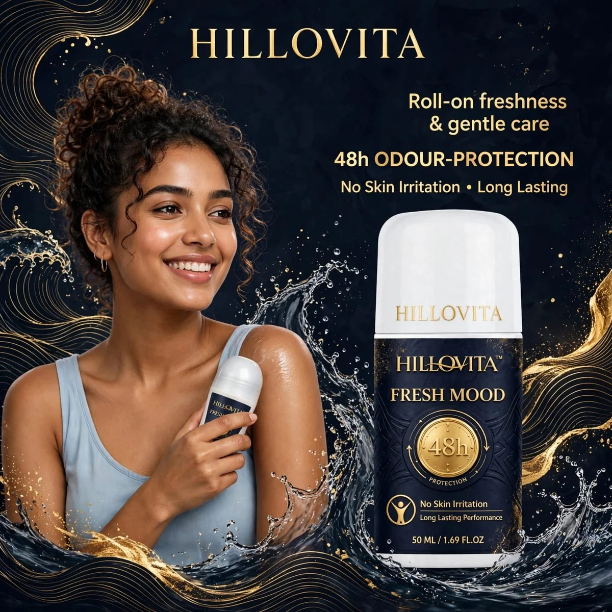 Hillovita Fresh Mood Underarm Roll-On - 50ML | Aqua Fresh Scent | No White Marks | For Men & Women 5