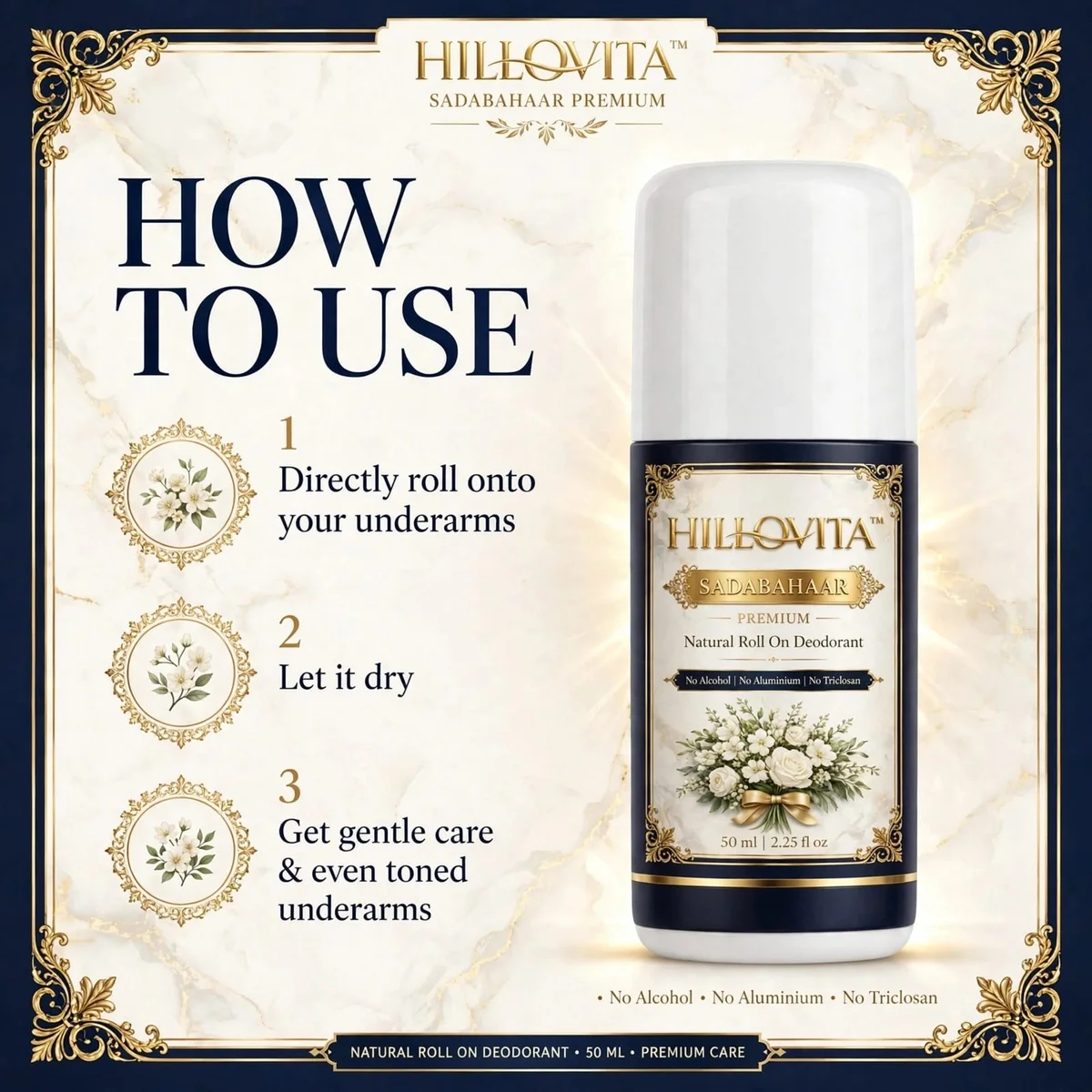 HILLOVITA Sadabahar Underarm Roll On - 24H Freshness | Unisex 3