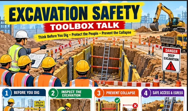 Excavation Safety Toolbox Talk – Ready-to-Use Safety Training Poster