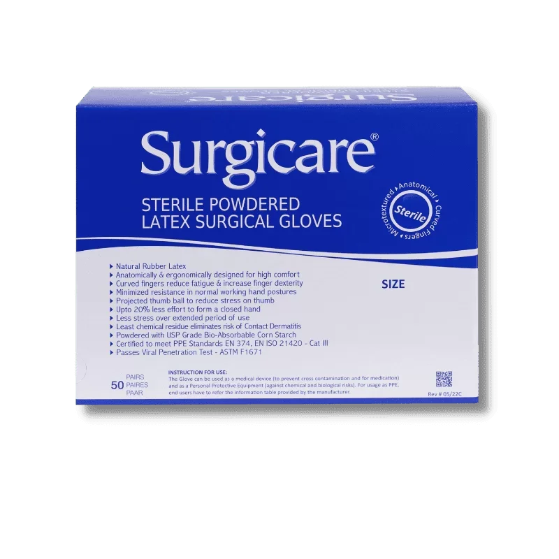 Surgicare Sterile Powdered Latex Surgical Gloves
