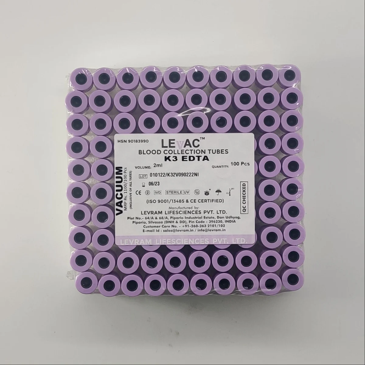 Levram K3 EDTA Vacuum Blood Collection Tube- 1