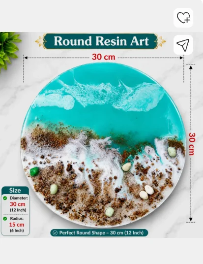 Handcrafted Round Resin Ocean Art / Wall Decor 2